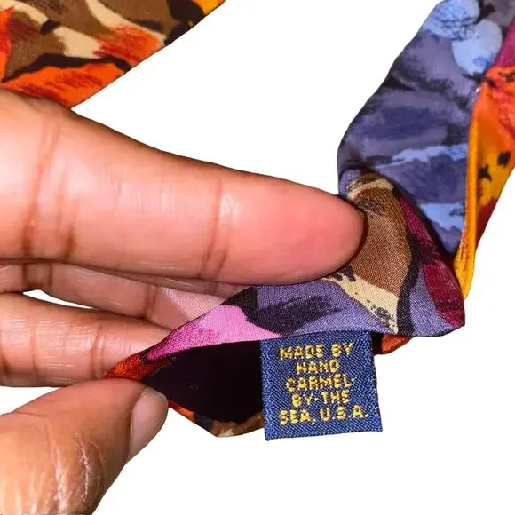 J. Blades & Co. Made by Hand Imported silk floral orange and pink tie - Picture 3 of 5